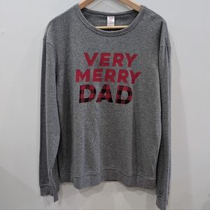 NORTH POLE TRADING CO. | Men's Heather Grey "Very Merry Dad" Fleece PJ Sweater